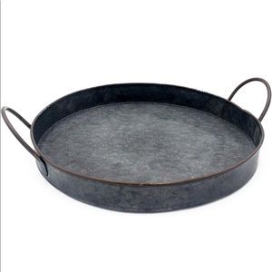 Funerom Round Galvanized Metal Round Tray with Handles